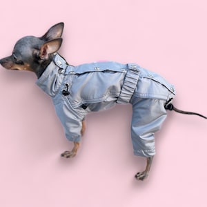 Custom Gray Dog Raincoat: Wind Resistant French Bulldog Clothes