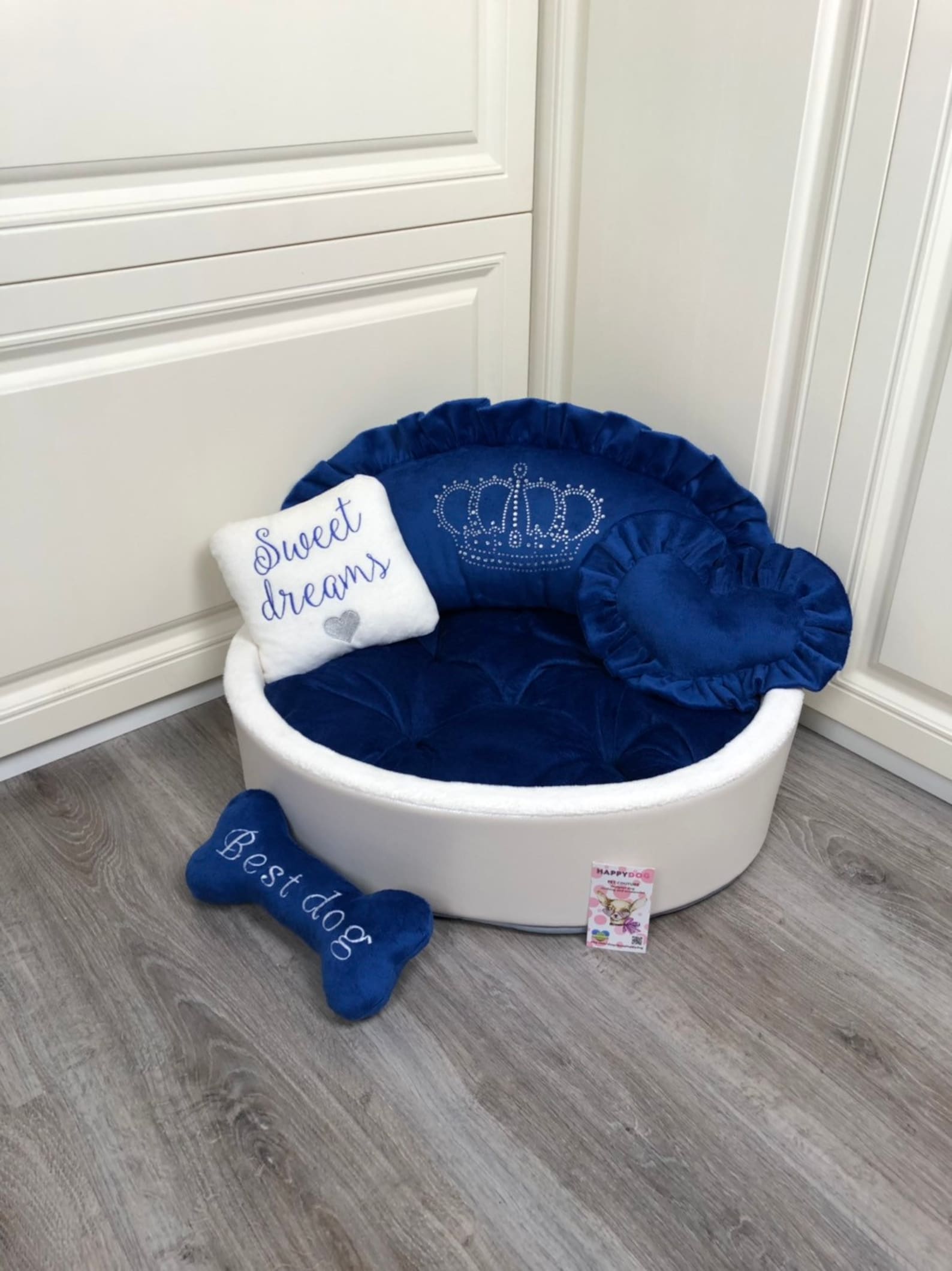 Navy Blue and Ivory Designer Dog Bed Prince Dog Bed Princess Etsy