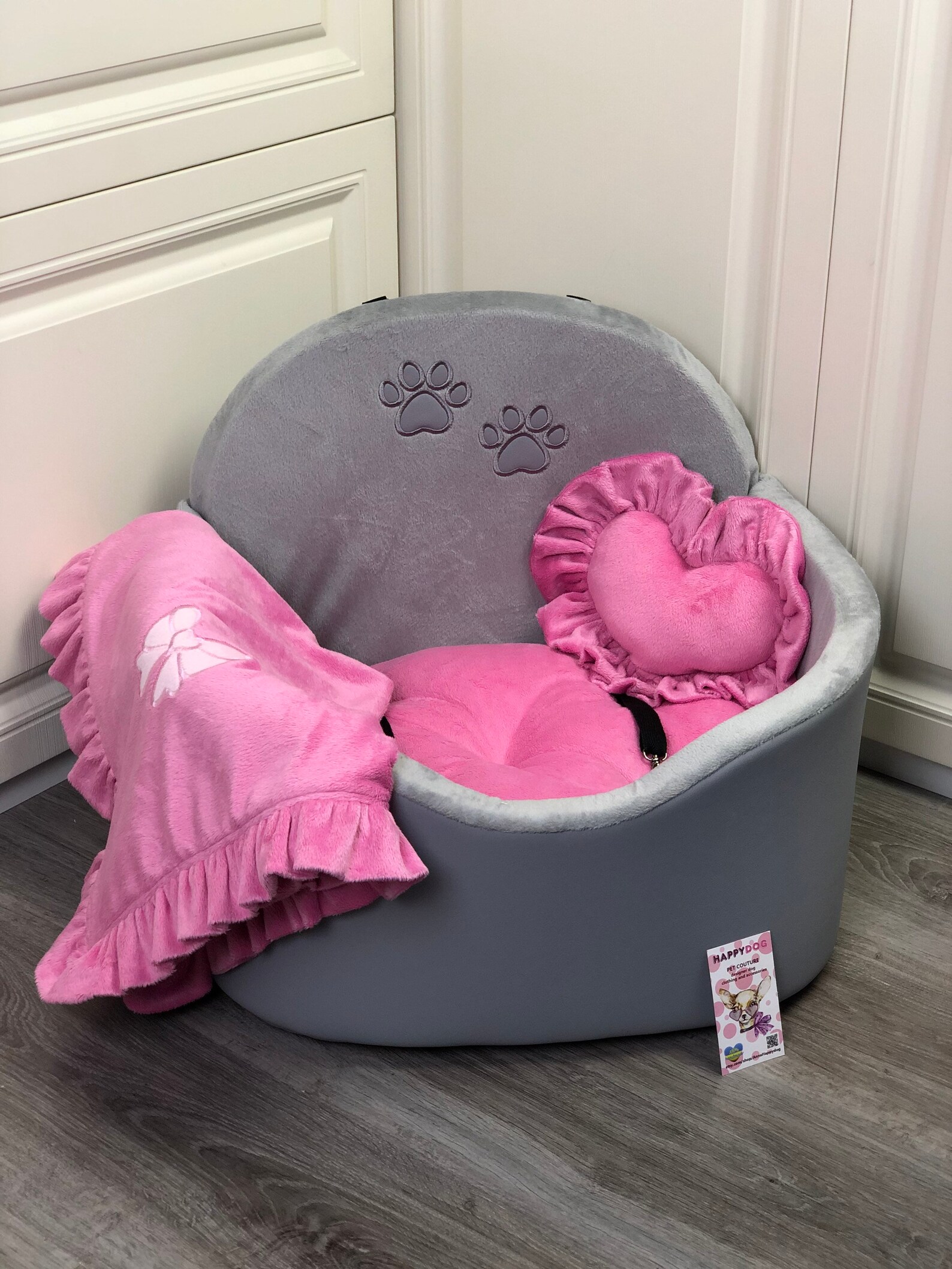 Gray and Pink Luxury Dog Car Seat Driving Kit for Dog Designer Etsy