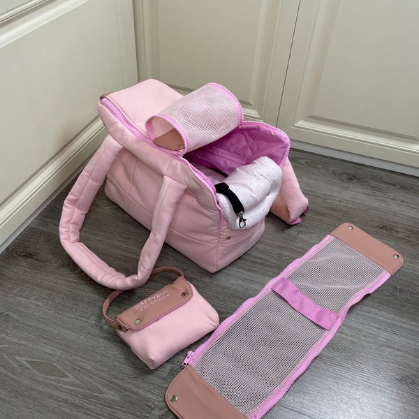 XS size Baby pink designer dog carrier with mesh for small dog or puppy