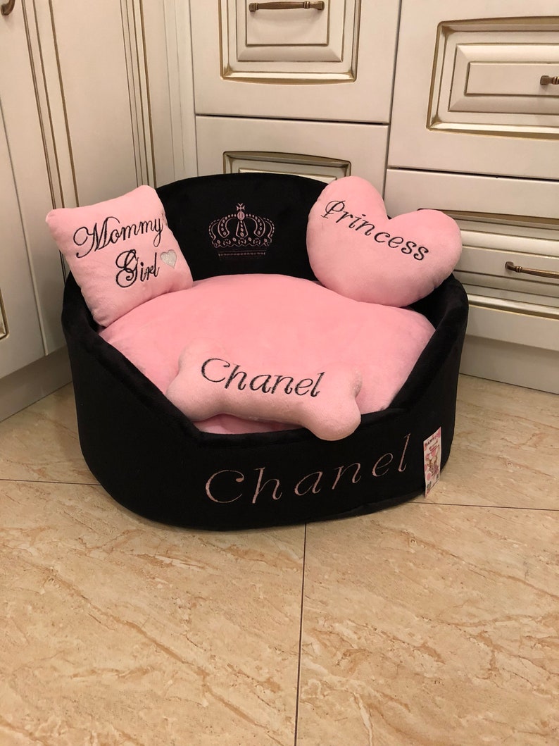 Baby Pink and Black Dog Bed Luxury Dog Bed in Pink Etsy