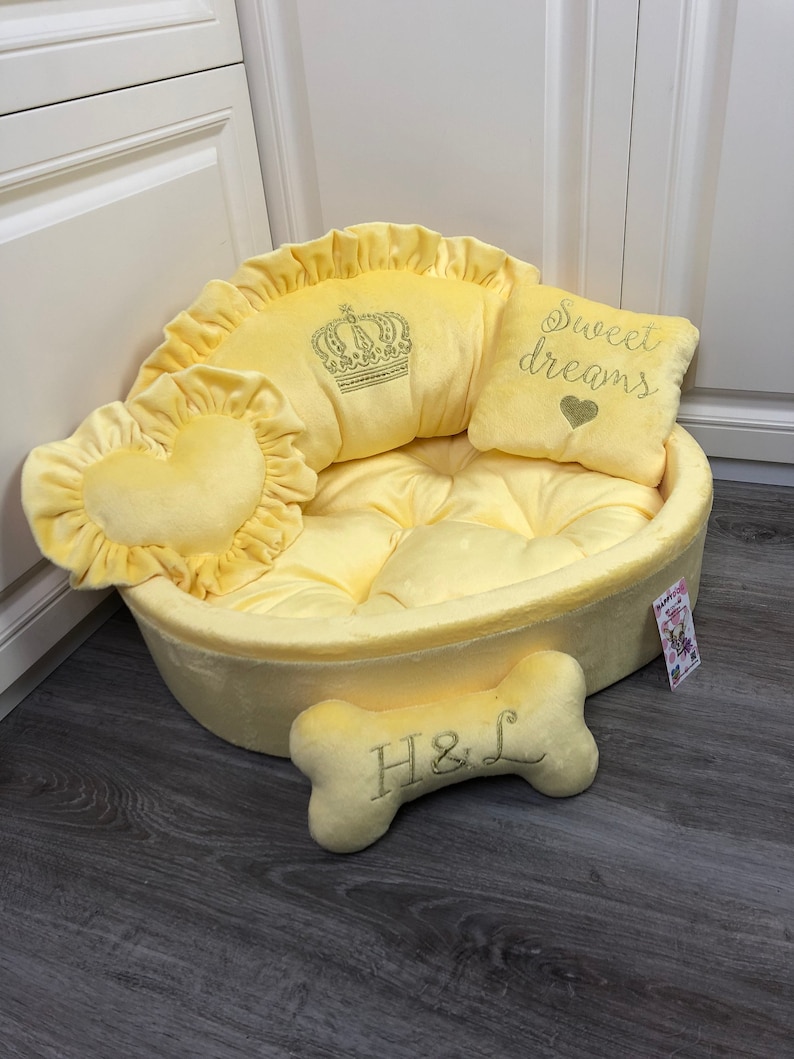Luxury Yellow Designer Dog Bed Princess Puppy Bed Personalized Etsy