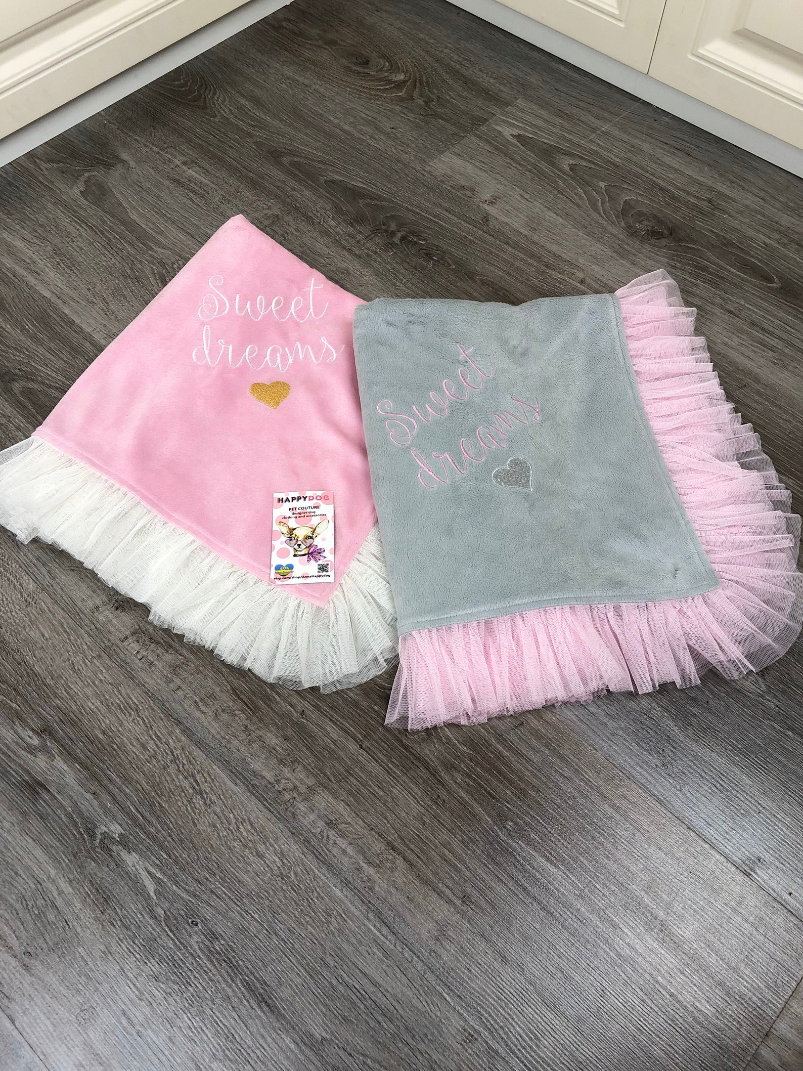 Baby Pink Blanket for Dog Gray and Pink Puppy Blanket Puppy Etsy
