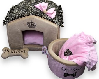 Cheetah & Pink Dog House: Luxury Soft-Sided Pet Bed