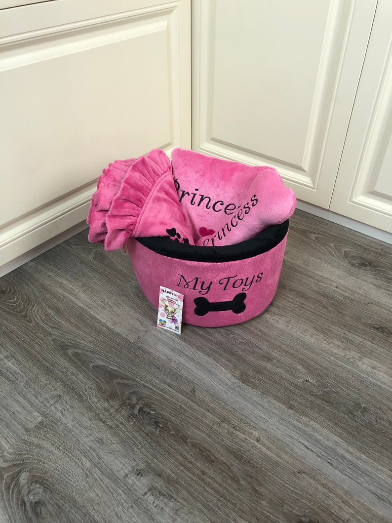 Bright pink blanket for dog Pink and black puppy blanket with Etsy