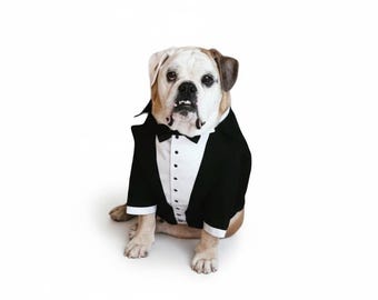 Custom Black Dog Tuxedo: Handmade Formal Wedding Outfit