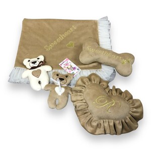 Beige blanket for dog Cream and beige puppy blanket Personalized dog toy Personalized blanket for dog Custom made blanket Luxury dog blanket