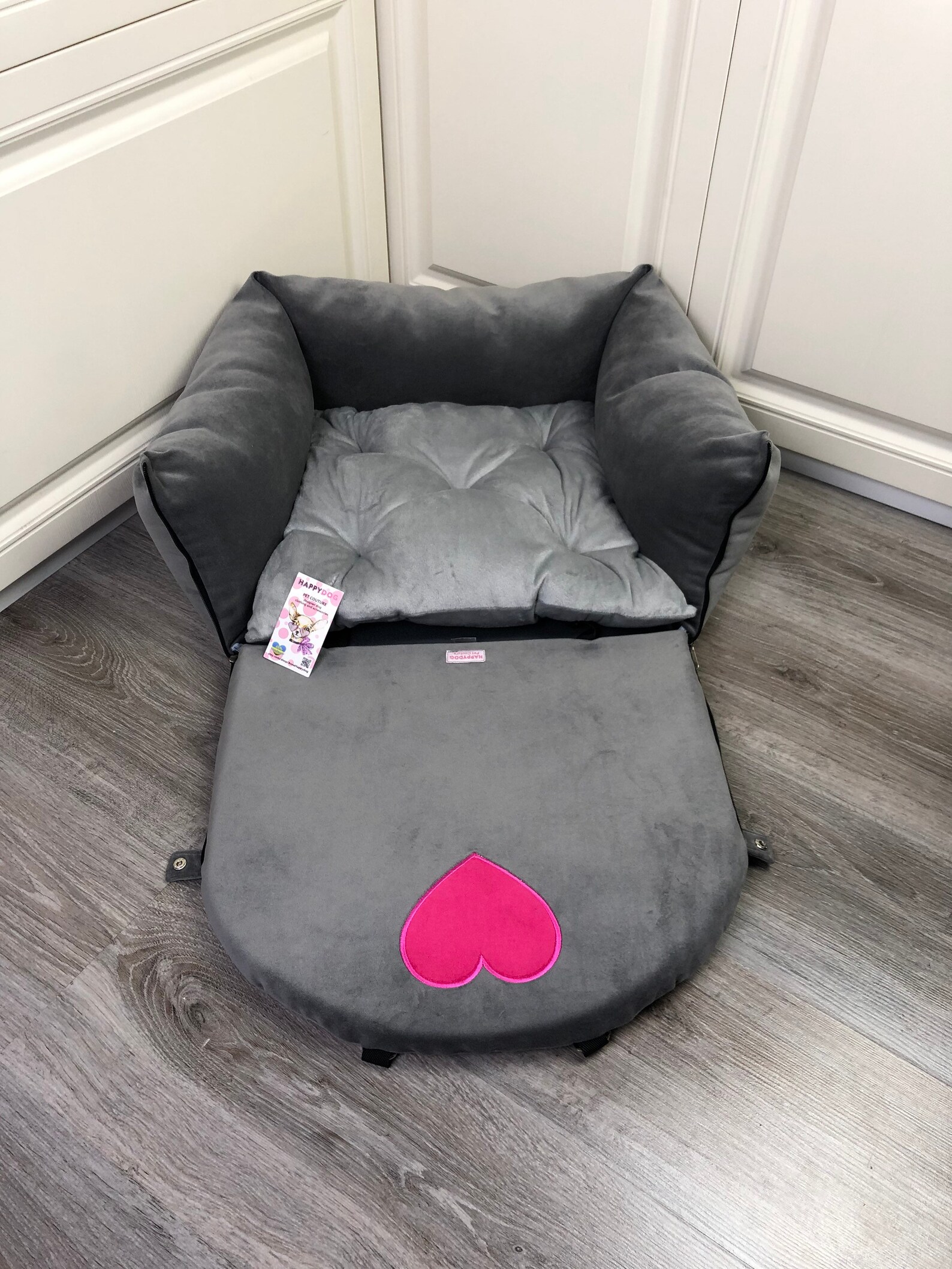 Gray and Pink Dog Car Seat Driving Kit for Dog Designer Dog Etsy