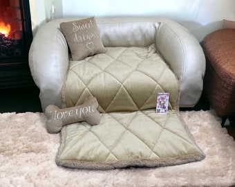 Beige and pearl dog sofa Luxury dog bed Dog couch with removable cover Designer dog bed Cream bed for dog