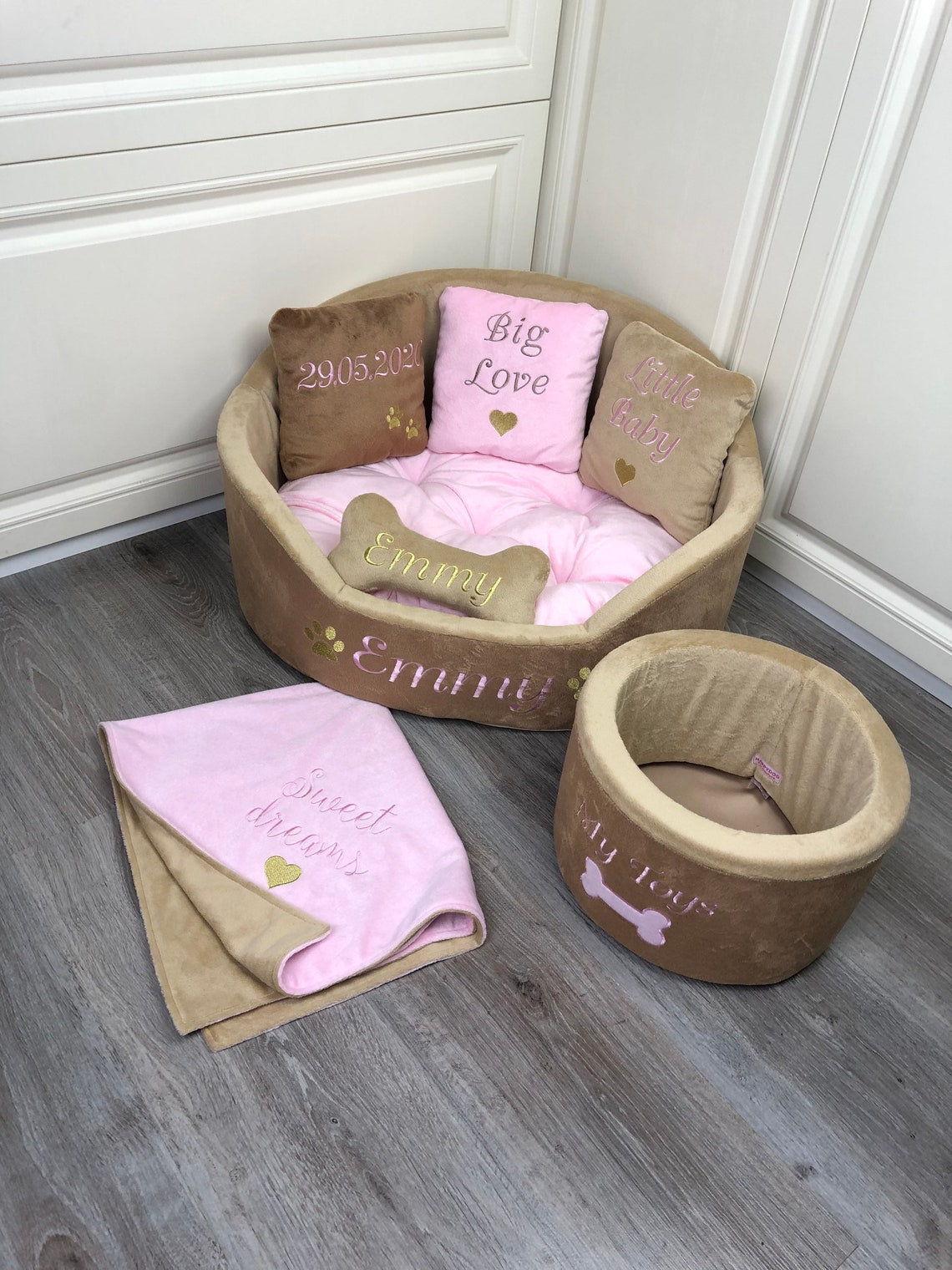 Pink and Tan Luxury Princess Dog Bed Designer Pet Bed Cat Bed Etsy