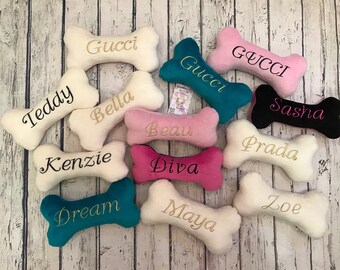 Personalized Dog Bone Toy – Hypoallergenic Stuffed Dog Pillow – Princess Dog Toy – Custom Pet Gift
