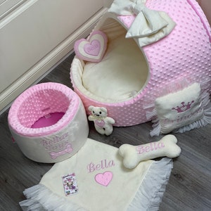 Visual Reference: Baby Pink And Cream Luxury Dog Cradle Luxury Dog Bed