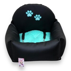 Mint en zwart hondenautostoeltje Drijfpakket voor hond Designer hondenautostoeltje Luxe hondenmand voor op reis Aangepast hondenautostoeltje