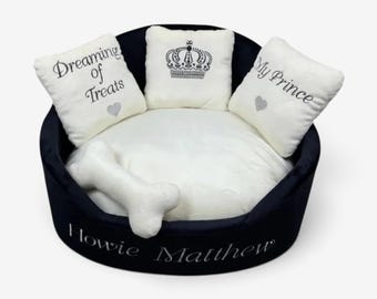 Personalized Luxury Dog Bed: Custom Minky Fur, Handmade