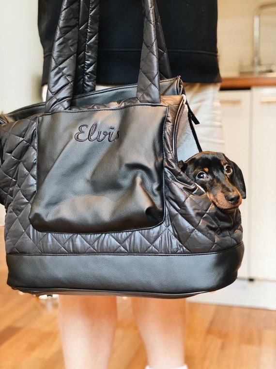 Black and Gray Designer Dog Carrier Bag for Small Dog Bag 