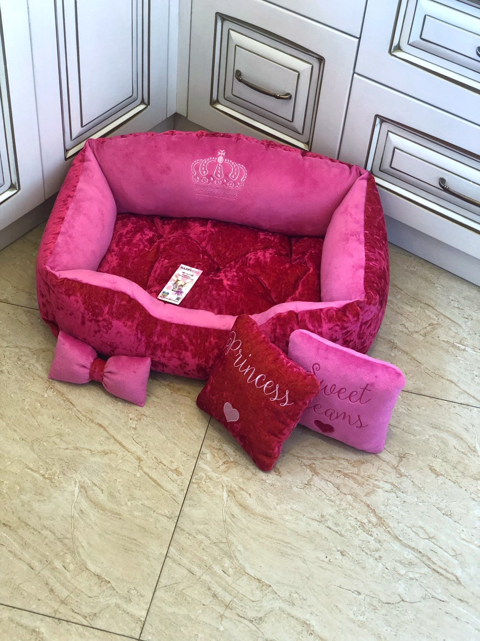 Hot Pink Designer Luxury Dog Bed Princess Dog Bed Custom Made Etsy