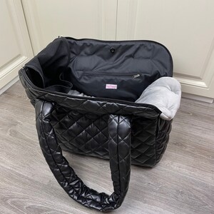 Black and gray designer dog carrier Luxury dog bag Bag for small dog bag Puppy bag Warm dog carrier Winter dog bag Black and brown bag