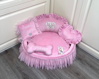 Baby Pink Princess Pet Bed Personalized Dog Bed With Tulle -  Hong Kong