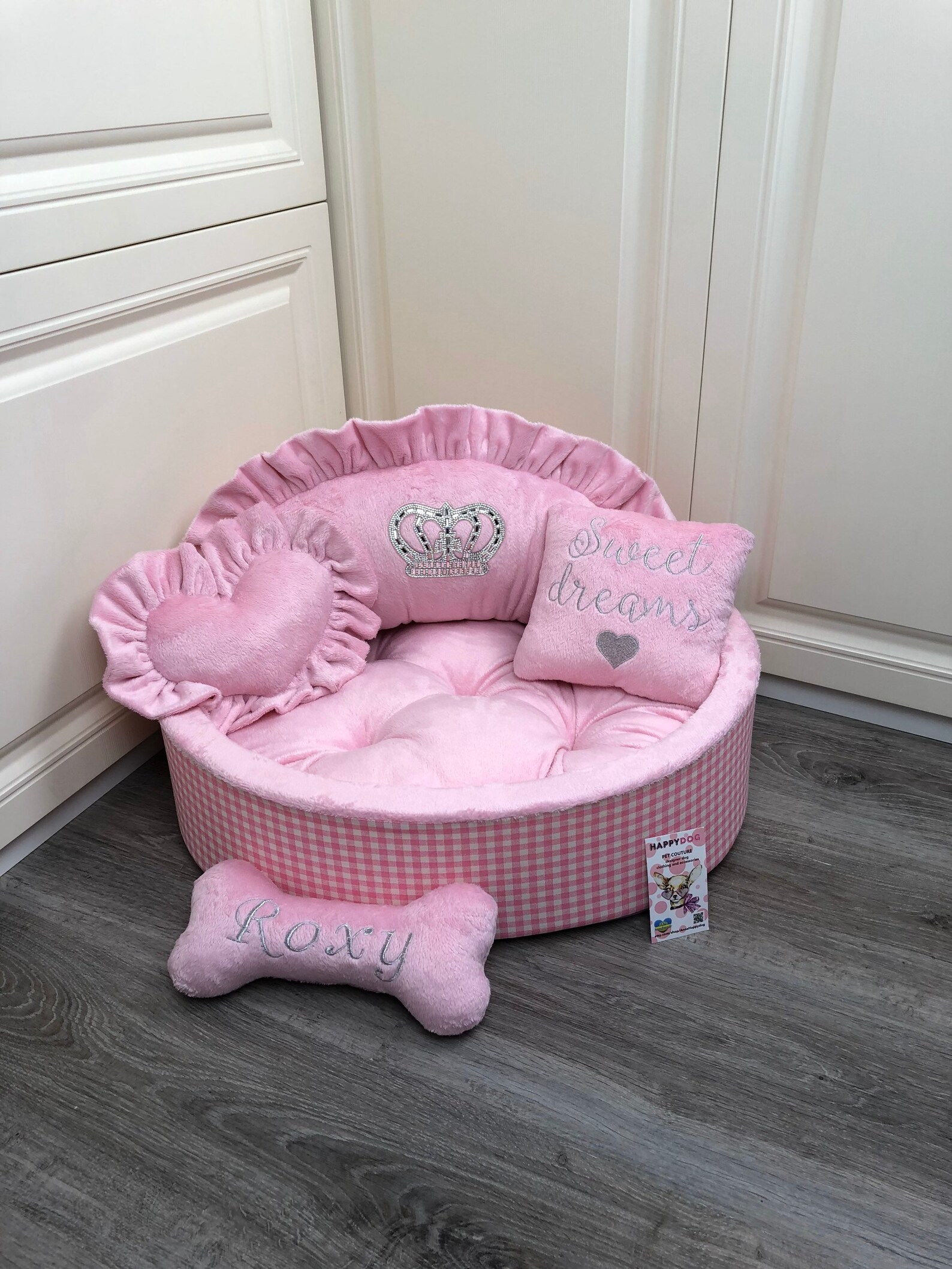 Baby pink princess dog bed Personalized dog bed Designer Etsy