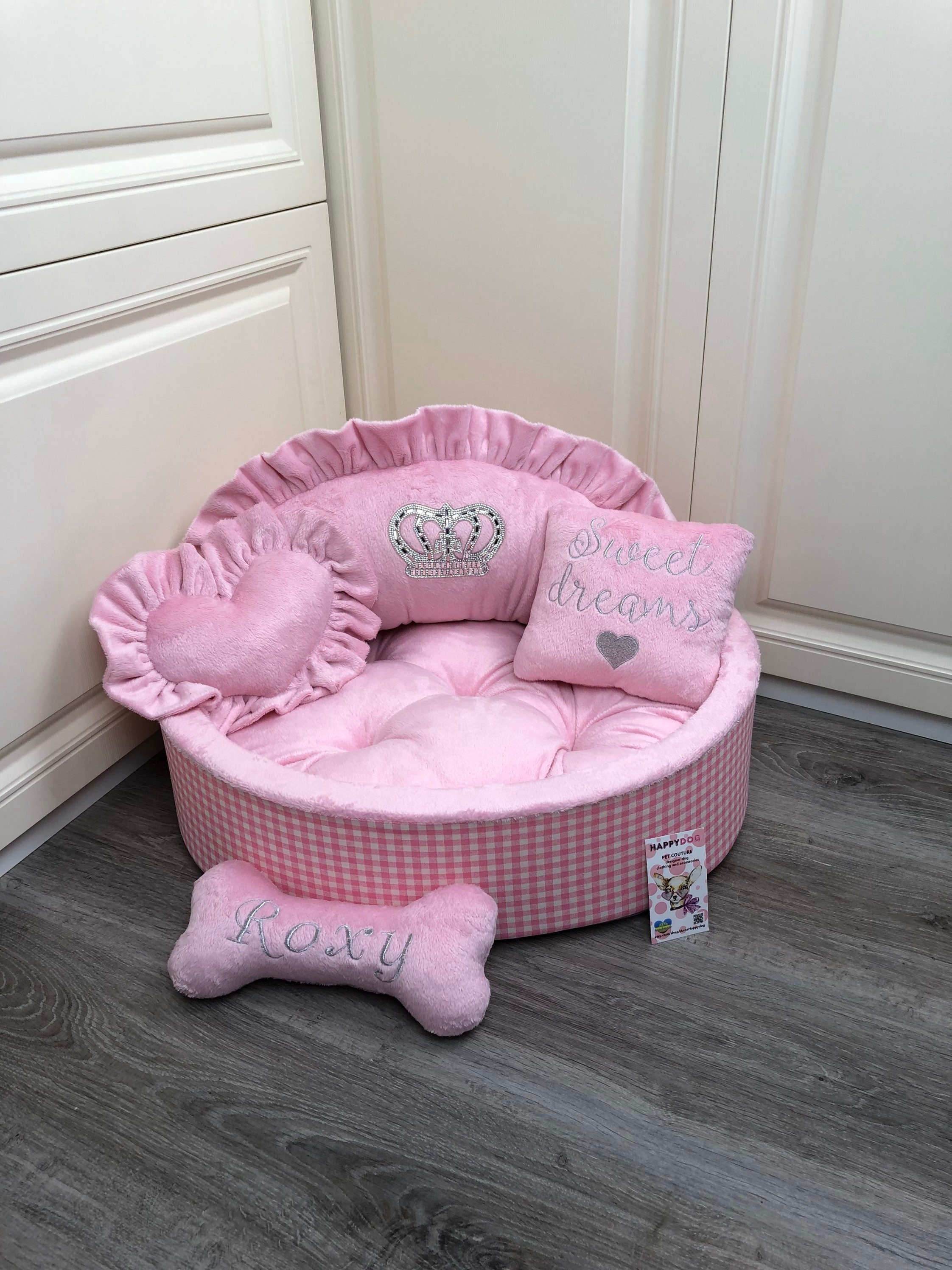 Baby pink princess dog bed Personalized dog bed Designer Etsy