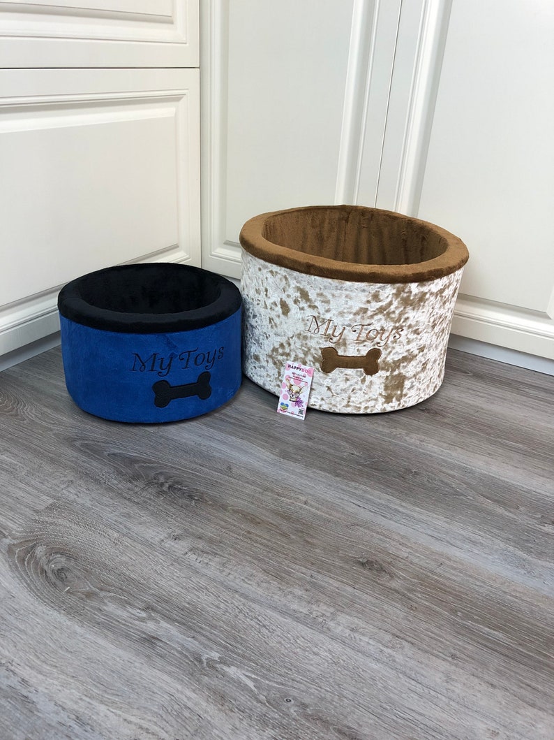 Navy and black dog toy storage Toy basket for dog Cat toys Etsy