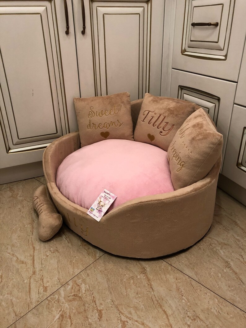 Baby Pink and Brown Royal Dog Bed Designer Pet Bed Cat Bed Etsy Australia