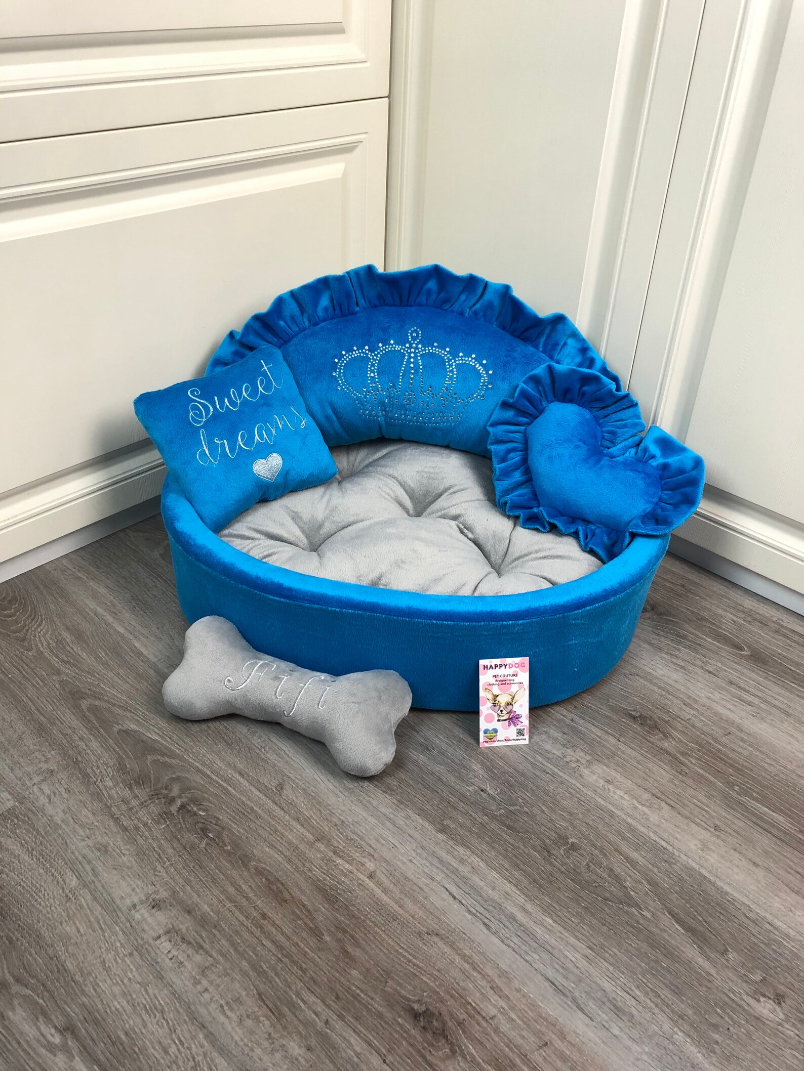 Blue and Cream Designer Dog Bed Prince Dog Bed Princess Go Bed Etsy