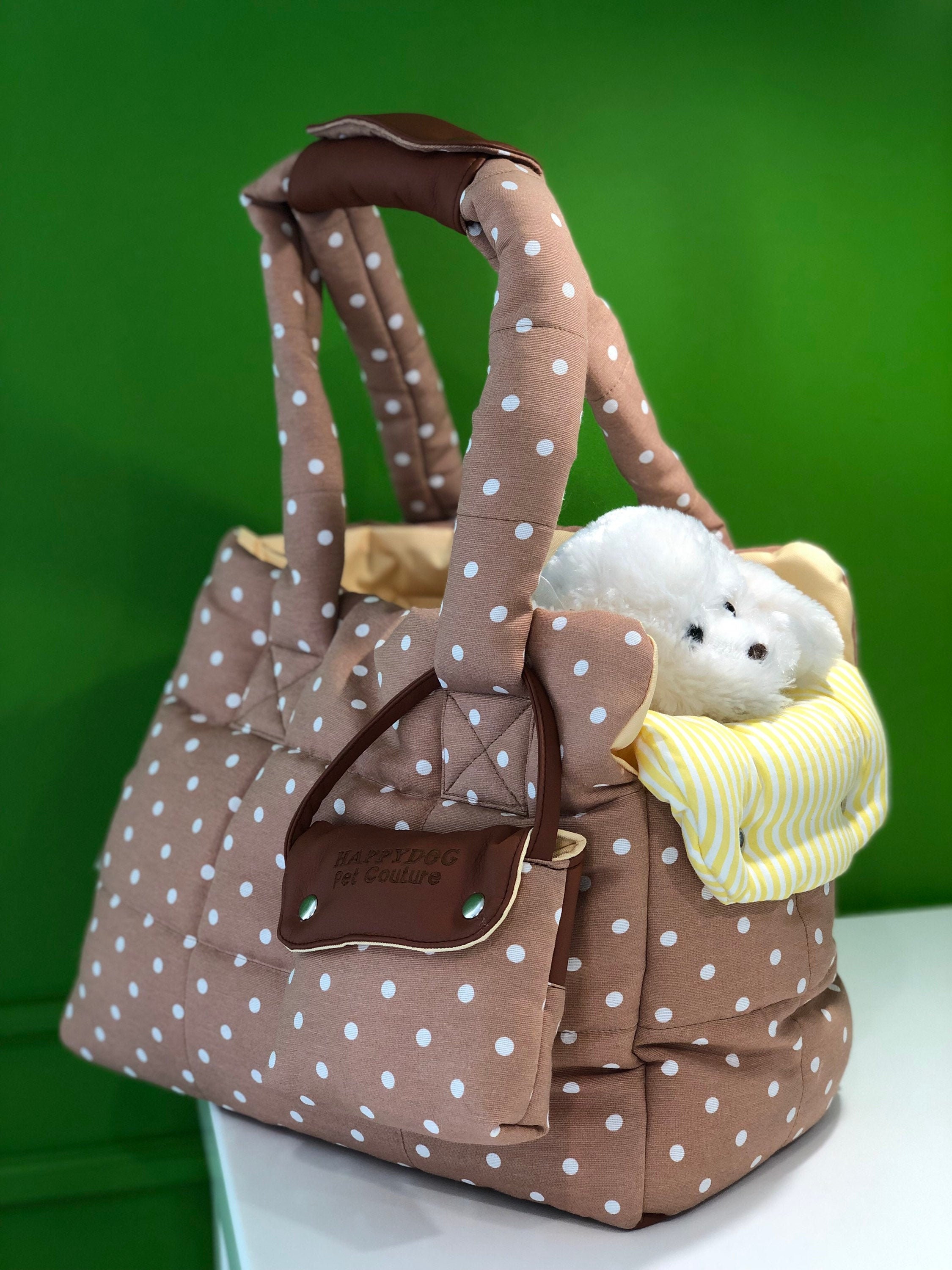 Beige Polka Dot Designer Dog Carrier Bag for Small Dog Bag Etsy UK