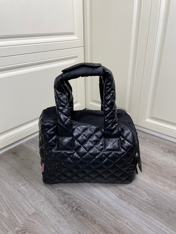 Black Eco Leather Designer Dog Carrier Luxury Dog Bag Bag for 