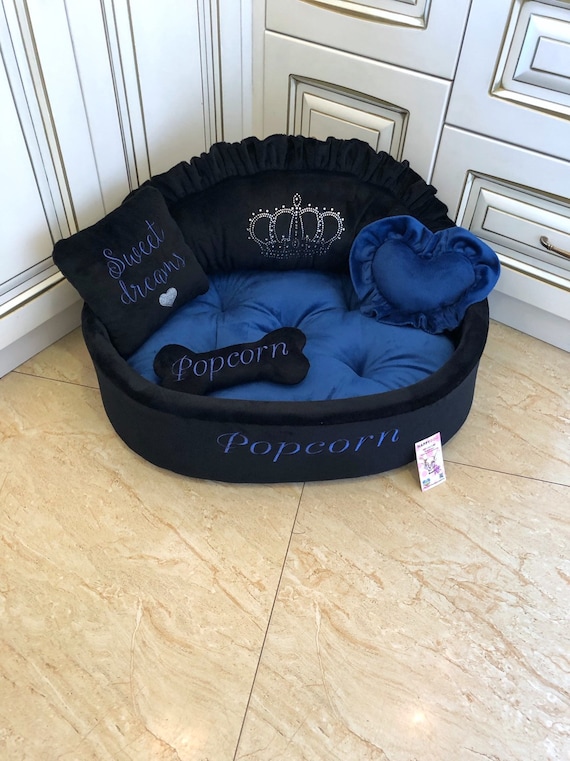 Pink Princess Dog Bed With Crown Sparkles Luxury Personalized -  Hong  Kong