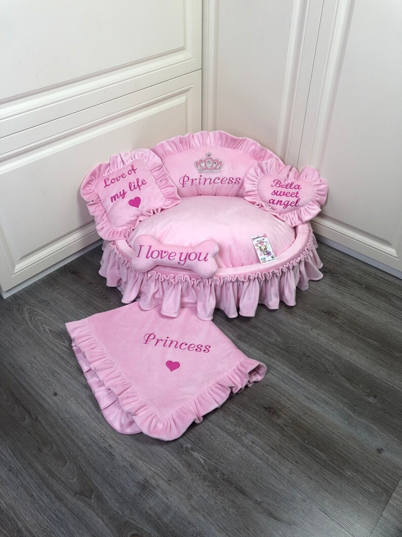 Baby Pink Personalized Luxury Dog Bed Princess Dog Bed Etsy