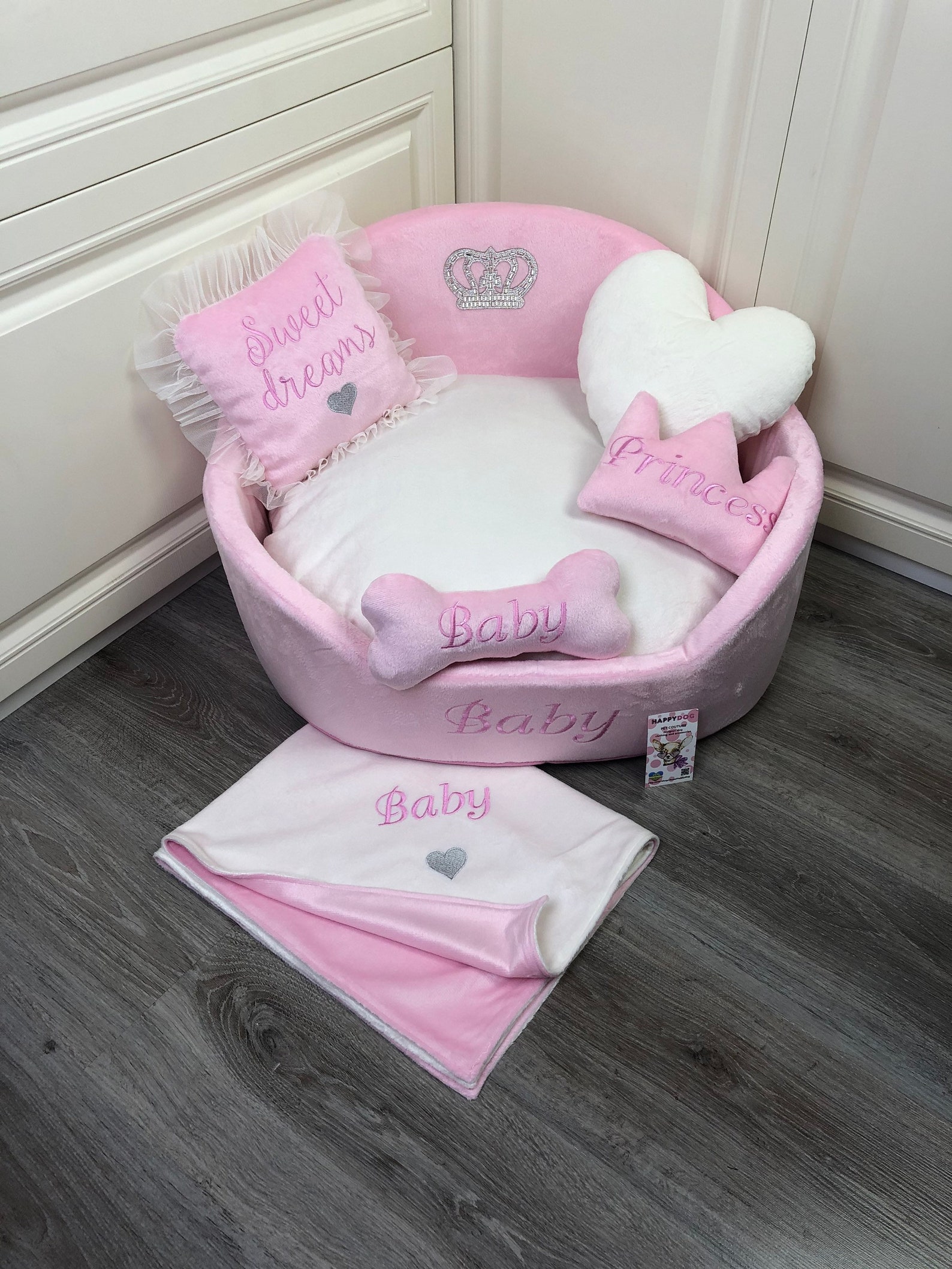 Baby Pink and Cream Dog Bed Pink Bed for Dog Designer Pet Bed Etsy