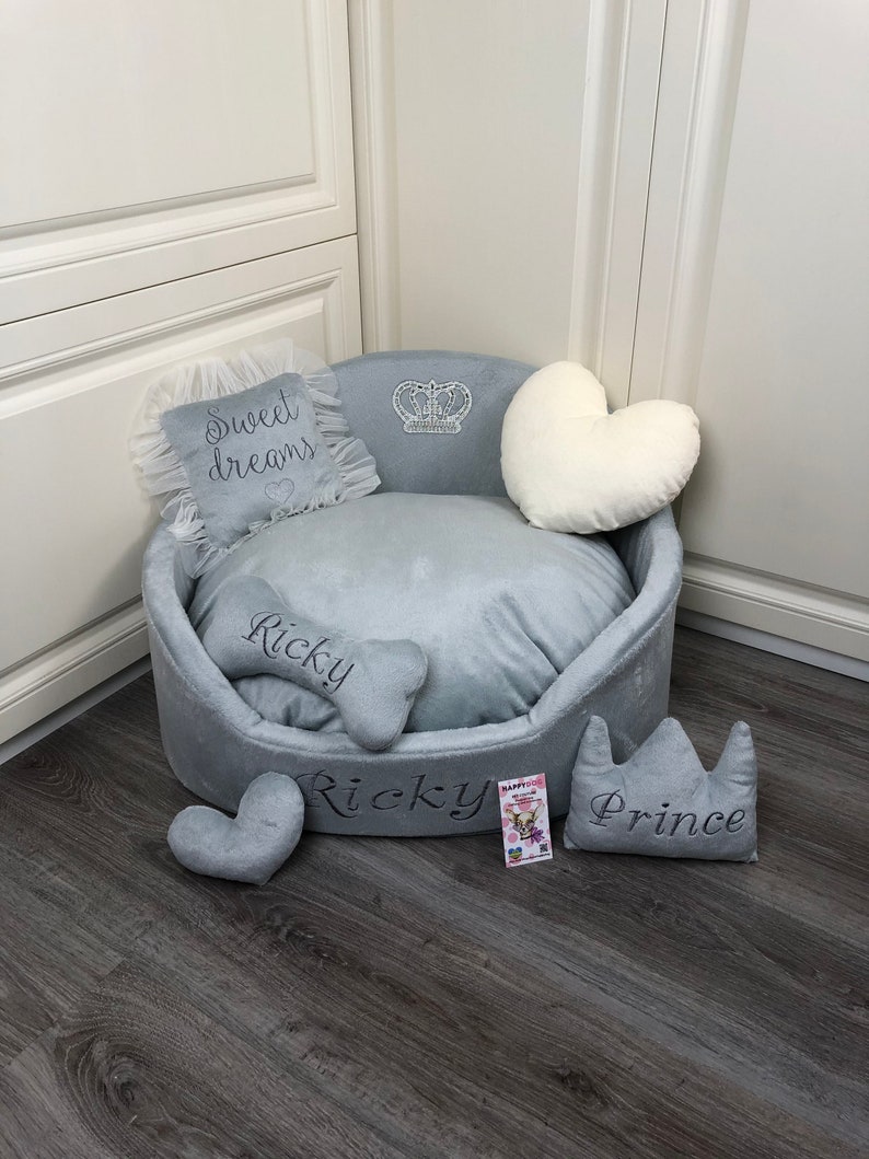 Light Gray and Cream Luxury Dog Bed Gray Bed for Dog Designer Etsy