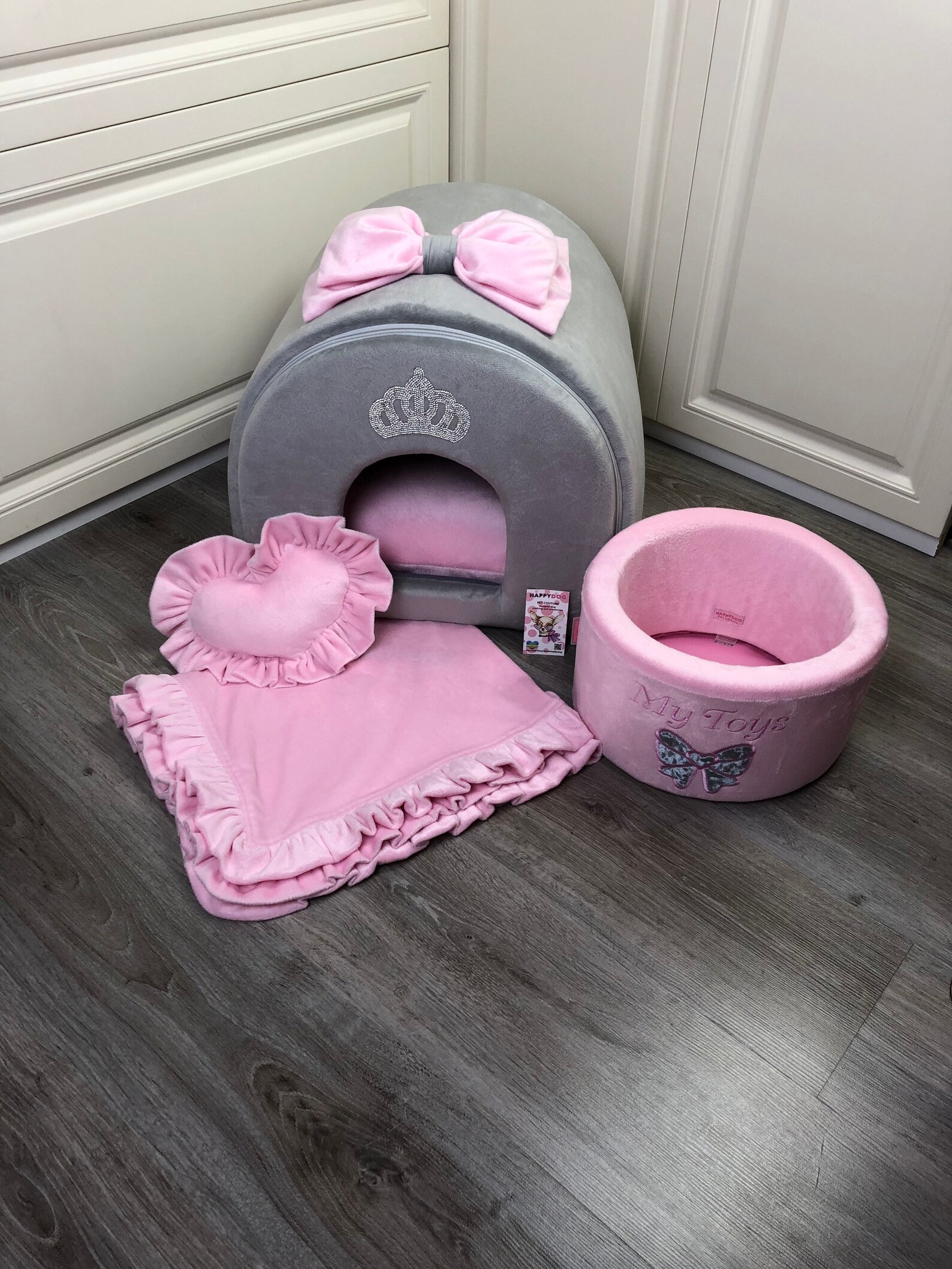 Pink and gray dog house Luxury gray dog bed Designer dog Etsy