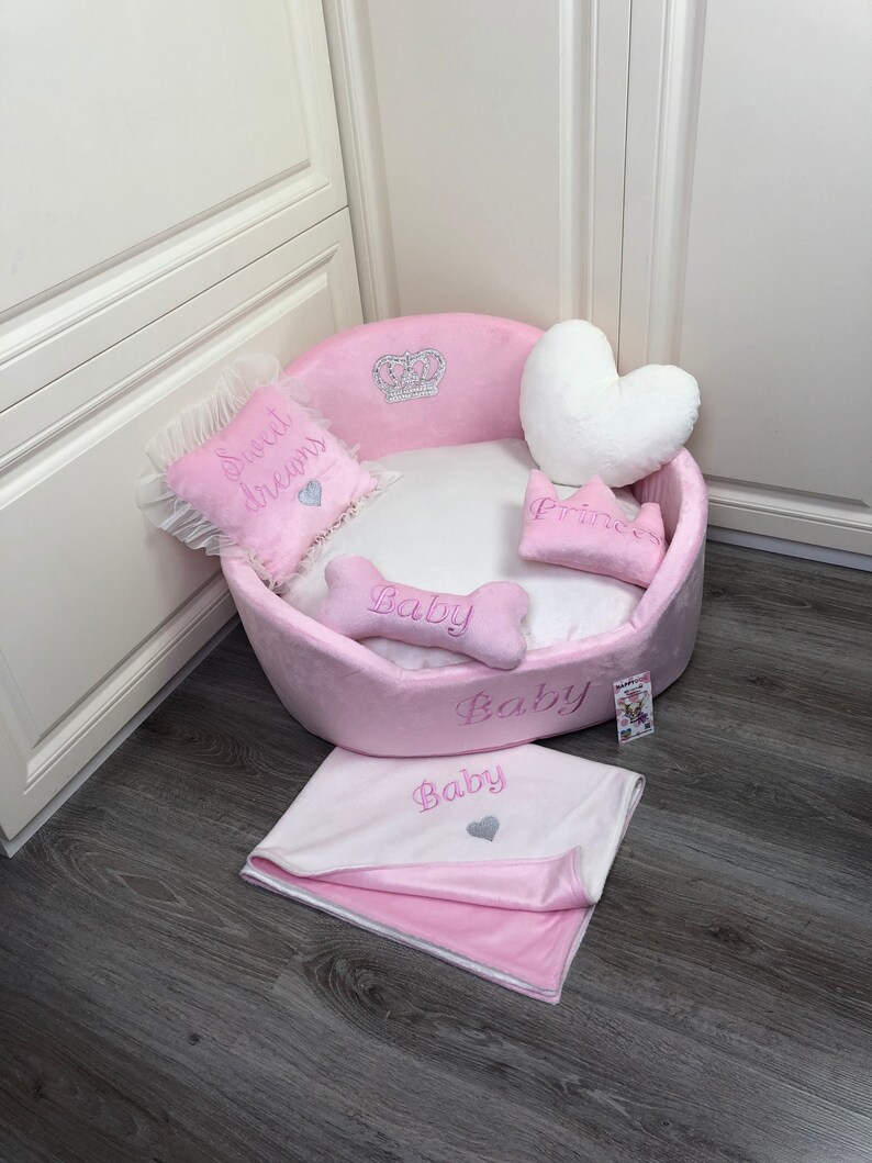 Baby Pink and Cream Dog Bed Pink Bed for Dog Designer Pet Bed Etsy