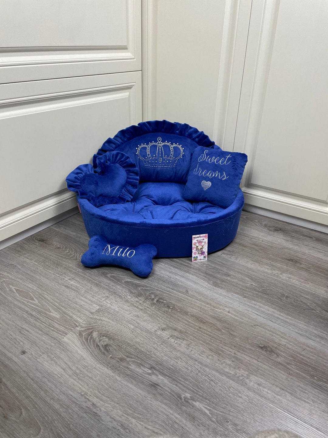 Navy Blue Personalized Dog Bed Prince Dog Bed Princess Go Bed Etsy