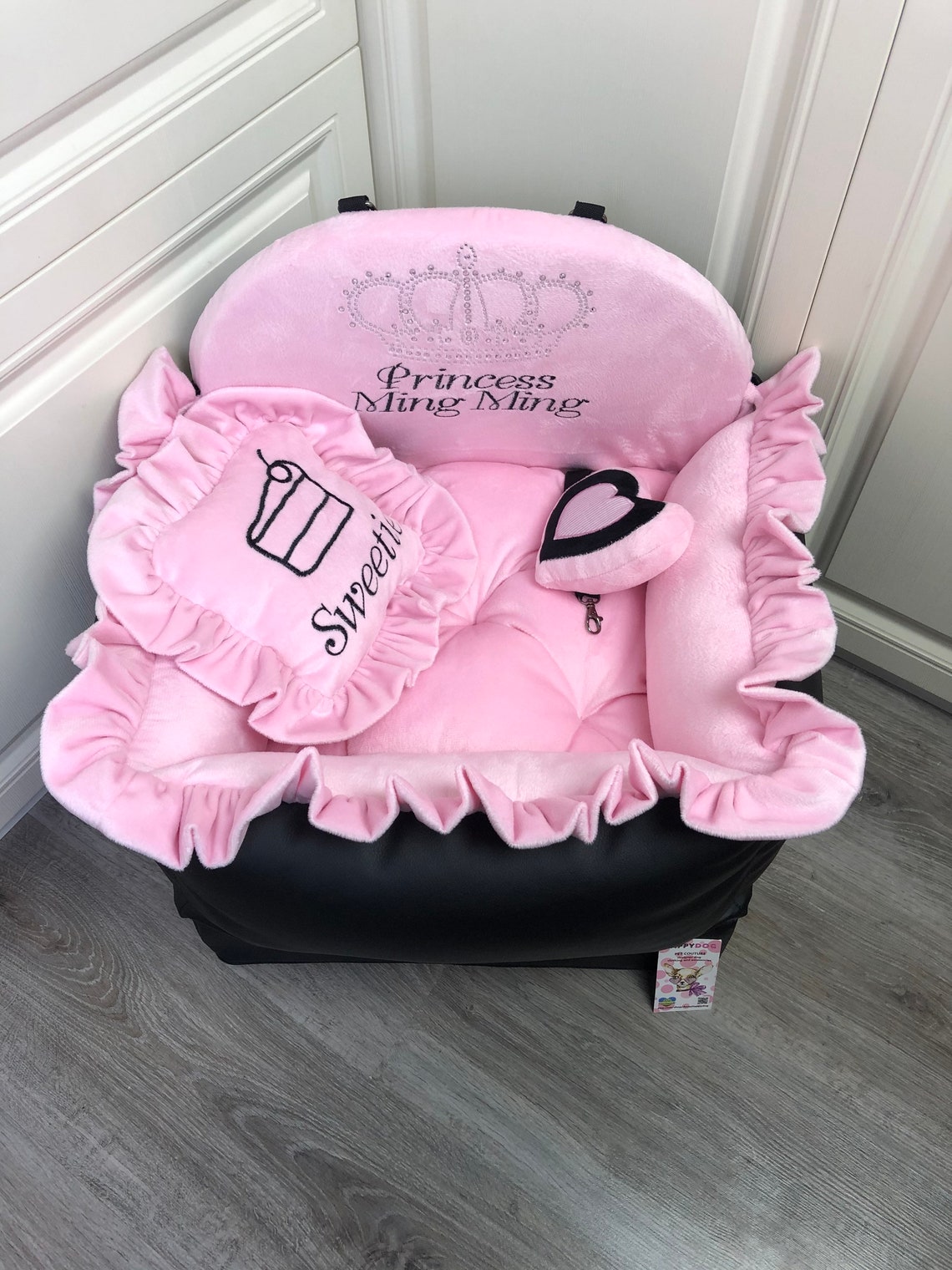 Black and pink dog car seat Luxury pink driving kit Designer Etsy
