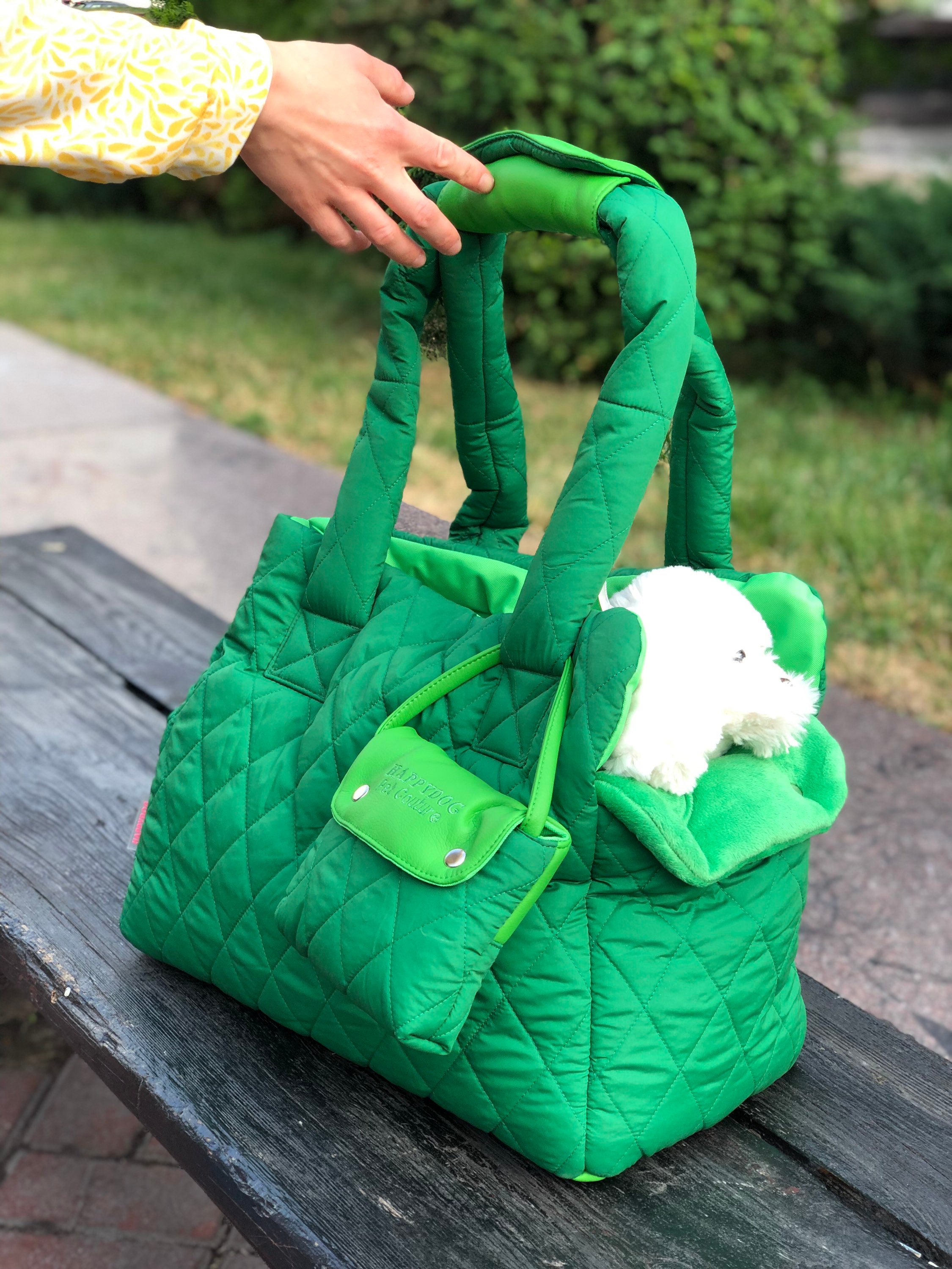 Green designer dog carrier Bag for small dog bag Puppy bag Etsy