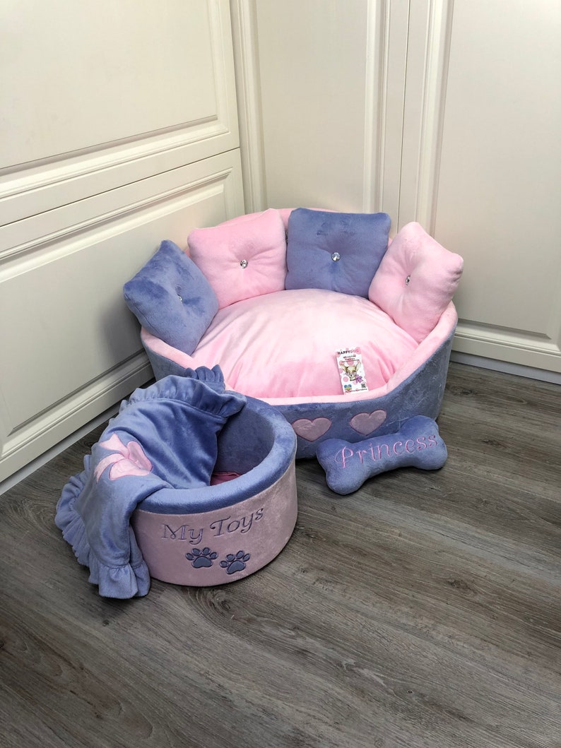 Lavender and Baby Pink Luxury Dog Bed Custom Made Dog Bed Etsy
