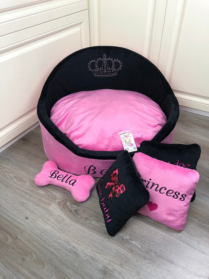 Black and Pink Luxury Princess Dog Bed Designer Pet Bed Cat Etsy