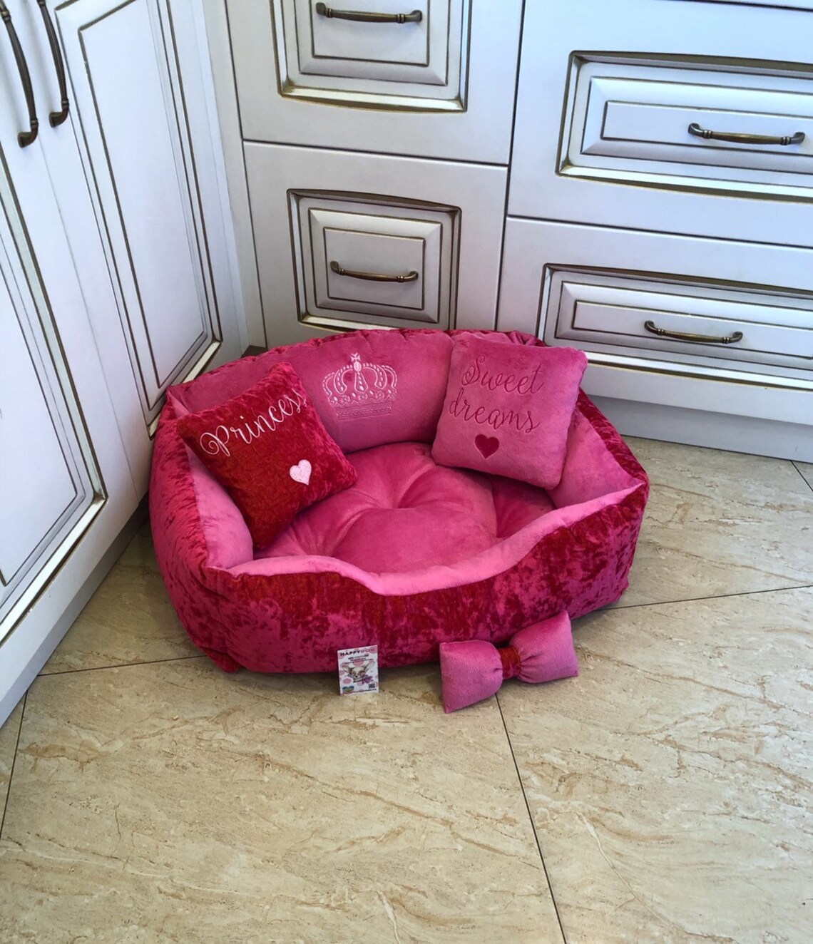 Hot Pink Designer Luxury Dog Bed Princess Dog Bed Custom Made Etsy