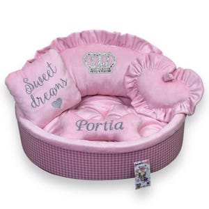 Light Pink Dog Bed for Small and Medium Dogs with Customizable Embroidery