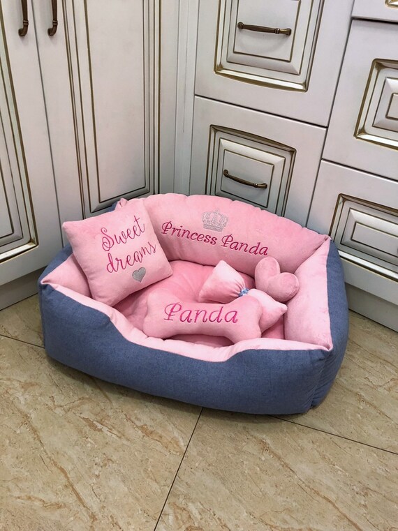 denim dog bed