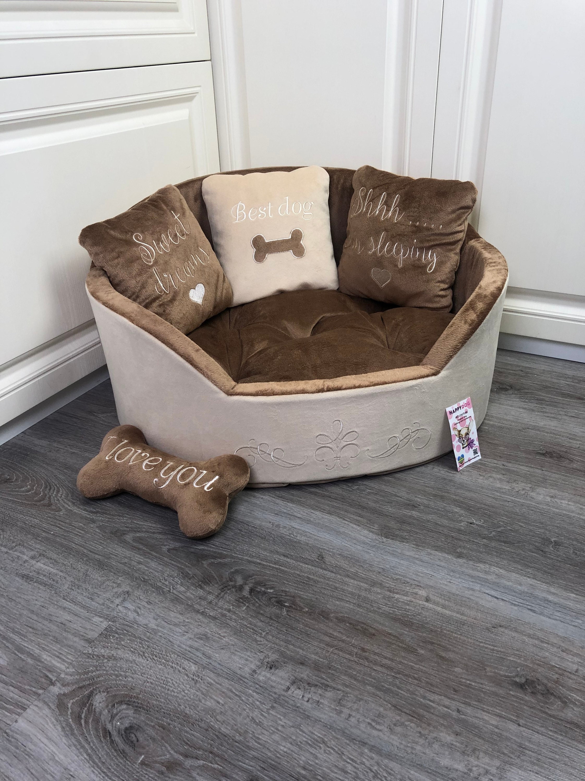 Luxury Brown and Beige Royal Dog Bed Designer Pet Bed Cat Bed Etsy