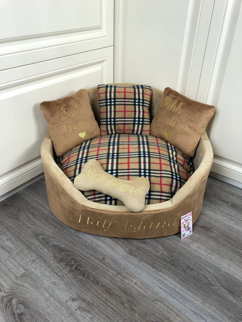 Luxury brown tartan royal dog bed Designer pet bed Cat bed Etsy