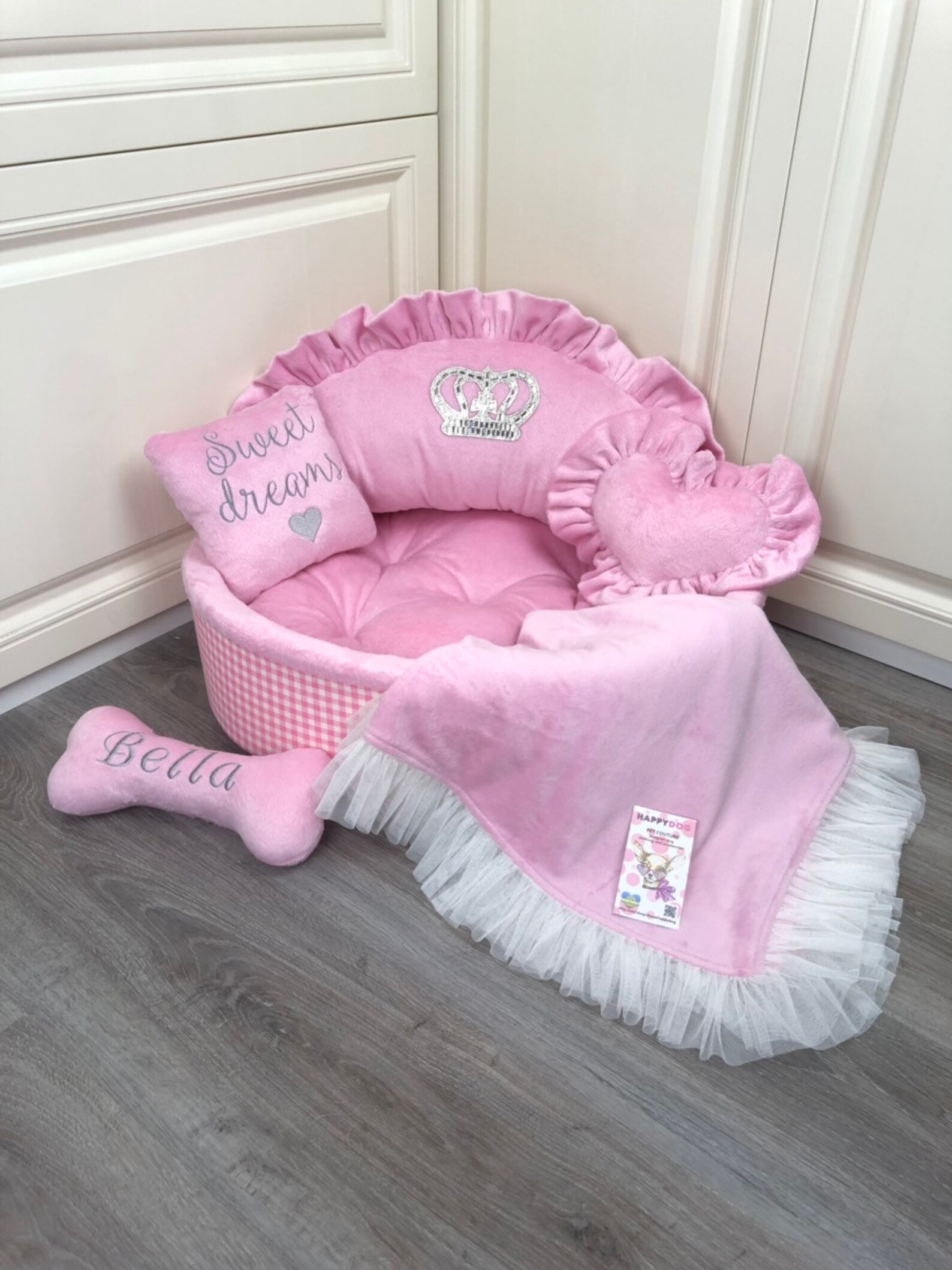 Baby Pink Luxury Princess Dog Bed Personalized Dog Bed Etsy
