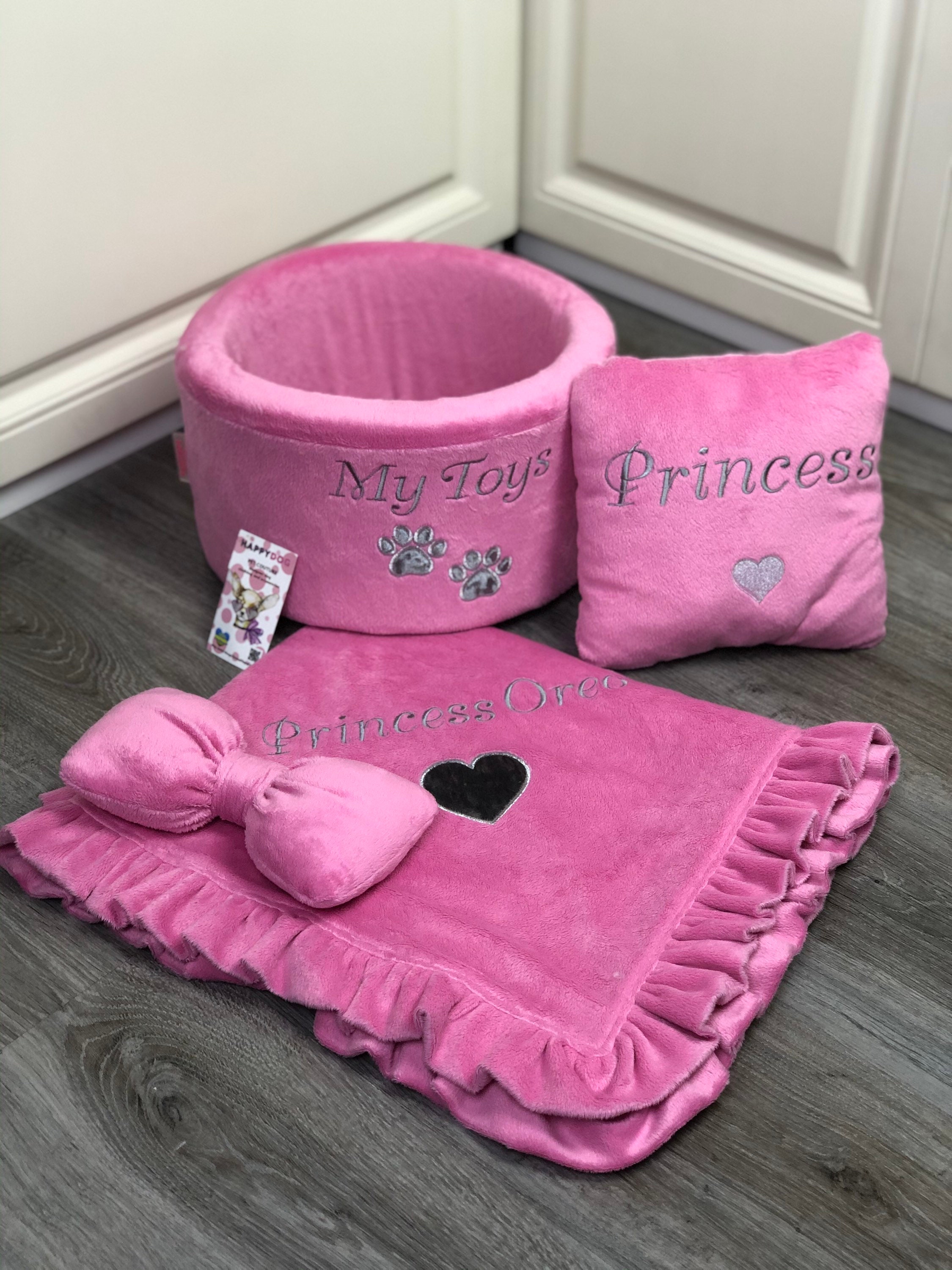 Bright pink personalized toy basket set Customized toy storage Etsy