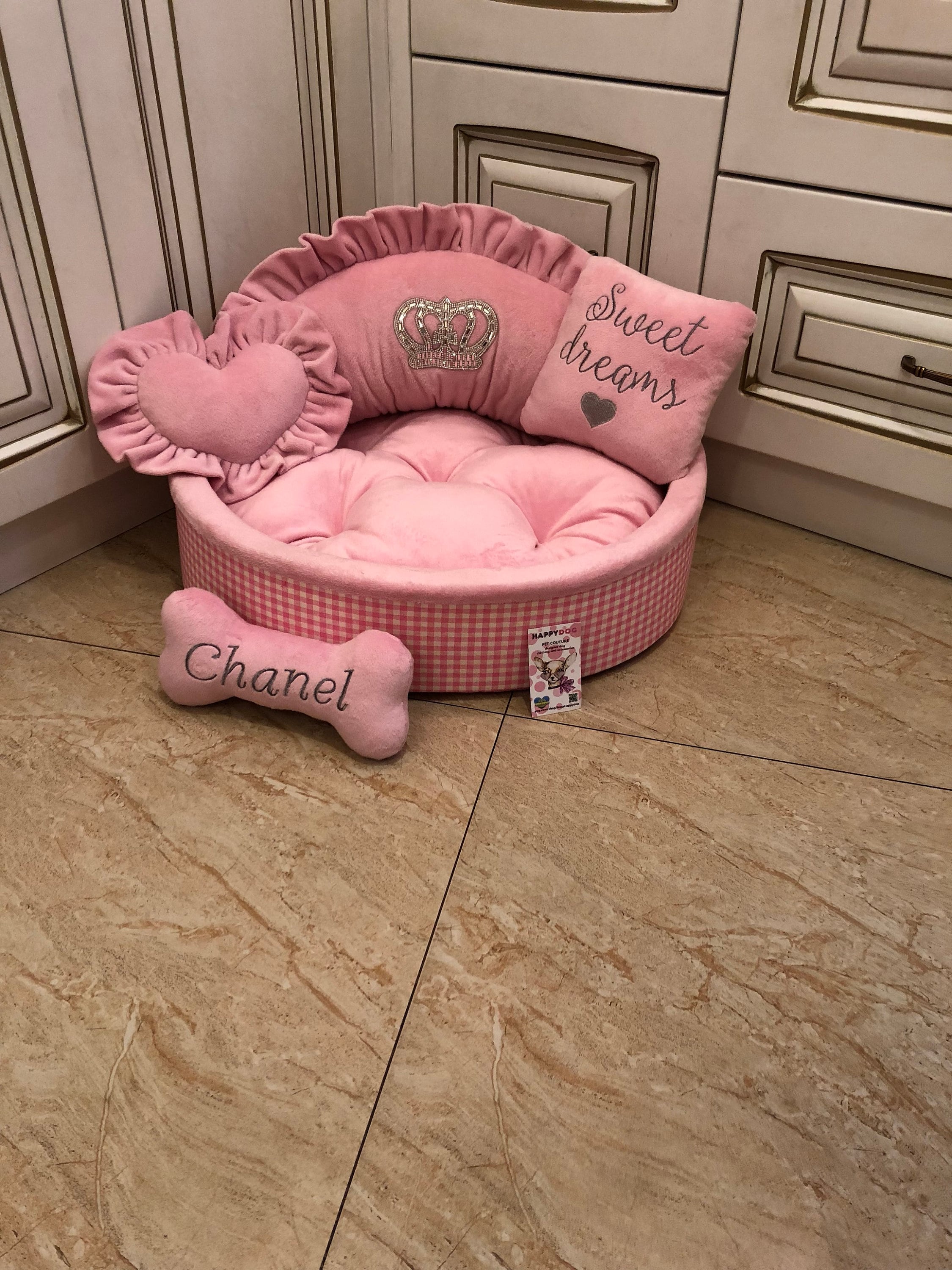 Baby pink princess dog bed Luxury personalized dog bed Etsy