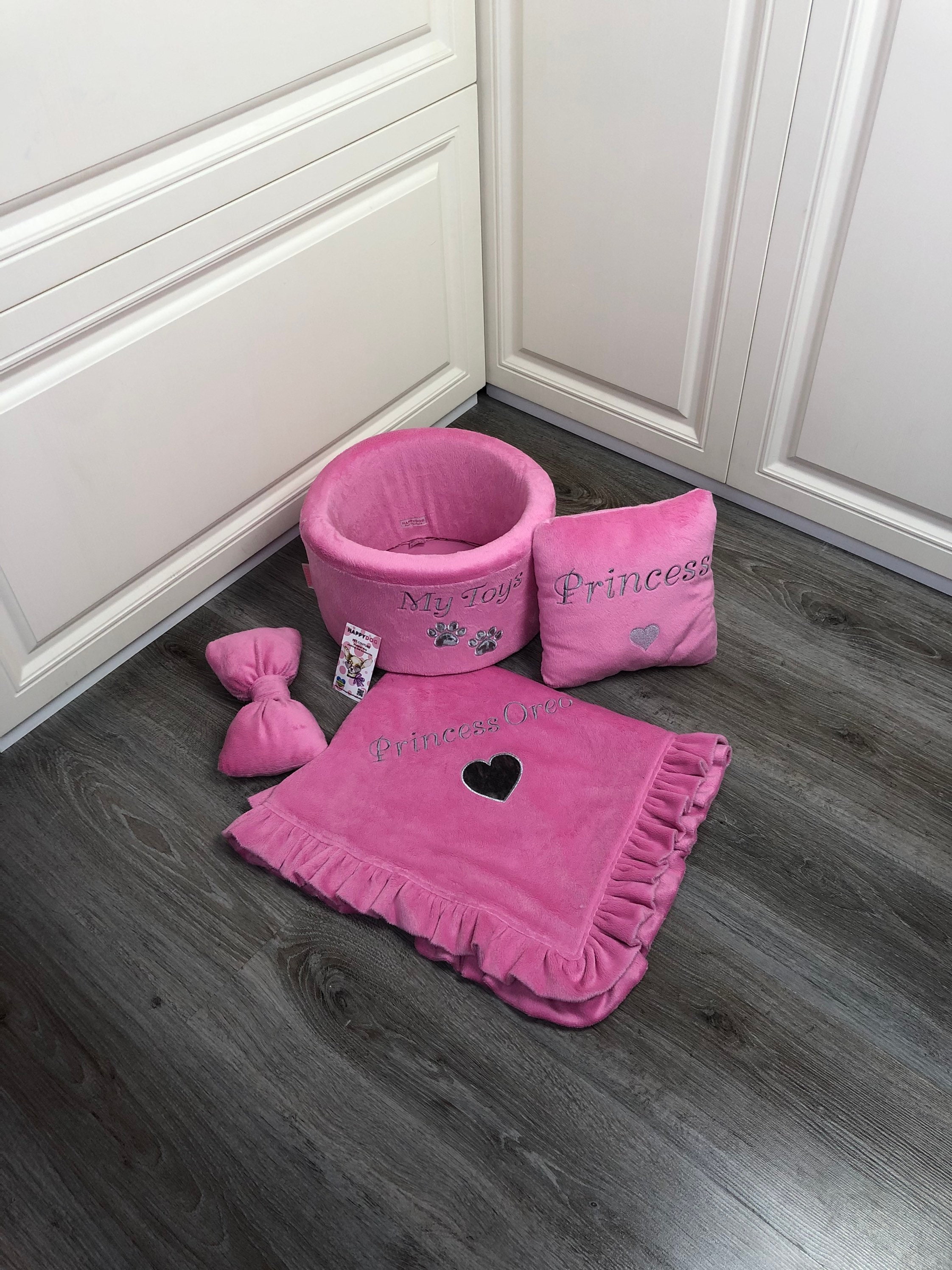 Bright pink personalized toy basket set Customized toy storage Etsy