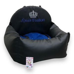 Hondenautostoeltje van zwart kunstleer Drijfpakket voor hond Designer hondenautostoeltje Luxe hondenmand voor op reis Aangepast hondenautostoeltje